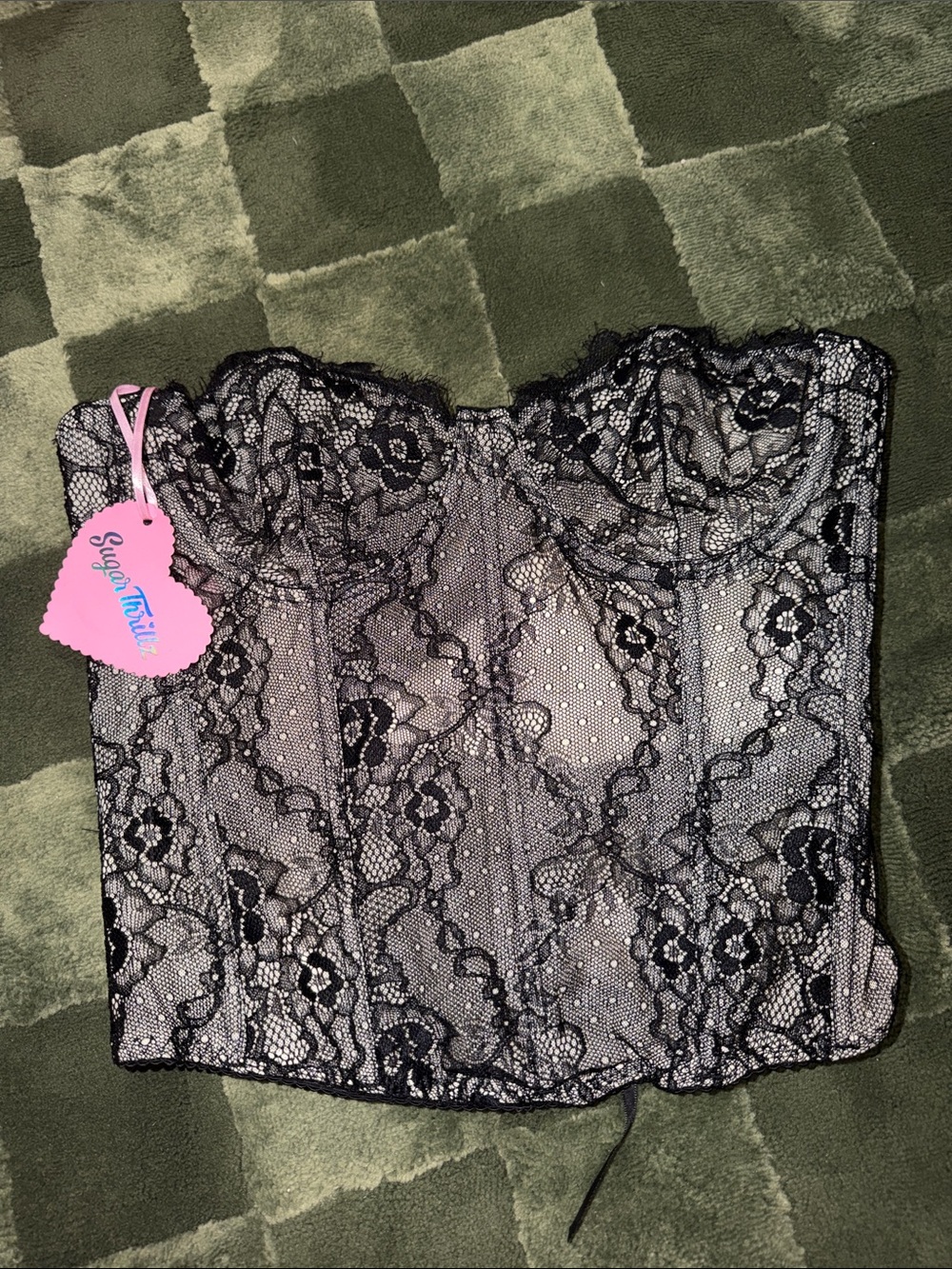 Sugar Thrillz Black Lace Bustier Top